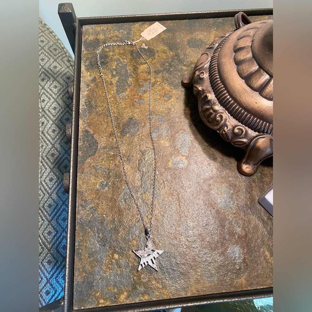 Kirk’s Folly Silver Star with piano keys and crystals silver chain necklace NWT